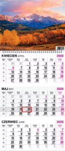 Kalendarz 2026 trójdzielny na spirali Góry. Wydawca: O-press. Multiszop.pl Opakowanie Kalendarz 2026 trójdzielny na spirali Góry