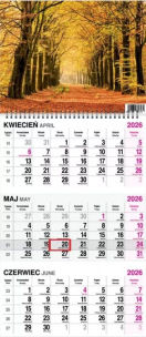 Kalendarz 2026 trójdzielny na spirali Las. Wydawca: O-press. Multiszop.pl Opakowanie Kalendarz 2026 trójdzielny na spirali Las