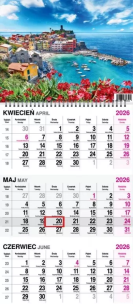 Kalendarz 2026 trójdzielny na spirali Widok. Wydawca: O-press. Multiszop.pl Opakowanie Kalendarz 2026 trójdzielny na spirali Widok