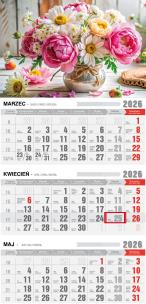 Opakowanie Kalendarz 2026 trójdzielny z magnesem bukiet