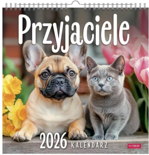 Kalendarz 2026 wieloplanszowy kwadrat Przyjaciele. Wydawca: O-press. Multiszop.pl Opakowanie Kalendarz 2026 wieloplanszowy kwadrat Przyjaciele
