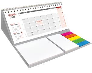 Kalendarz 2026 z notesem miesięczny klejony. Wydawca: Wokół nas. Multiszop.pl Opakowanie Kalendarz 2026 z notesem miesięczny klejony