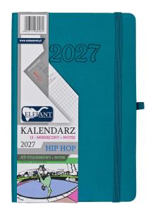 Opakowanie Kalendarz 2027 12 m-cy. Hip hop A5 tygodniowy szmaragdowy