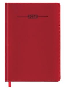 Kalendarz książkowy 2026 A5 czerwony EASY. Wydawca: Easy Stationery. Multiszop.pl Opakowanie Kalendarz książkowy 2026 A5 czerwony EASY