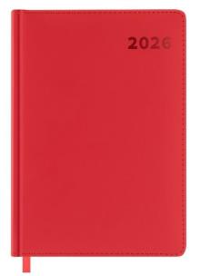 Kalendarz książkowy 2026 A5 czerwony EASY. Wydawca: Easy Stationery. Multiszop.pl Opakowanie Kalendarz książkowy 2026 A5 czerwony EASY