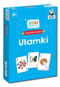 Kapitan Nauka EDUseria. Ułamki. Gra karciana. Autor: Bożena Dybowska, Anna Grabek, Danka Fukowska. Multiszop.pl Okładka książki Kapitan Nauka EDUseria. Ułamki. Gra karciana