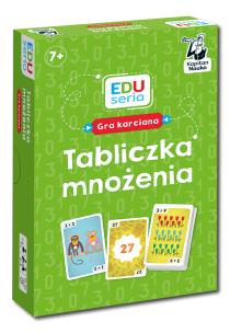 Kapitan Nauka Tabliczka mnożenia Gra karciana. Autor: Patrycja Zakaszewska, Maciej Łazowski. Multiszop.pl Okładka książki Kapitan Nauka Tabliczka mnożenia Gra karciana