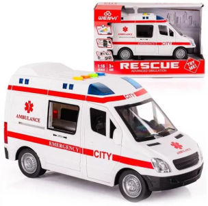 Karetka Pogotowia Ratunkowego światło i dźwięk. Wydawca: Lena. Multiszop.pl Opakowanie Karetka Pogotowia Ratunkowego światło i dźwięk