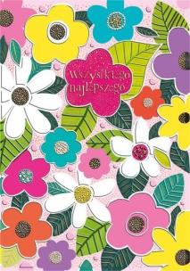 Opakowanie Karnet A5 Imieniny - Jaskrawe kwiaty