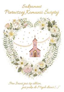 Opakowanie Karnet A5 Komunia Różowy Kościółek