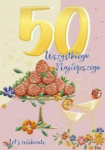 Opakowanie Karnet A5 Urodziny 50 - Patera z truskawkami