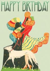 Karnet B6 brokat z kopertą Urodziny Spacer z psem. Wydawca: Madame Treacle. Multiszop.pl Opakowanie Karnet B6 brokat z kopertą Urodziny Spacer z psem