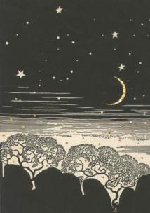 Karnet B6 brokat z kopertą Wschodzący księżyc. Wydawca: Madame Treacle. Multiszop.pl Opakowanie Karnet B6 brokat z kopertą Wschodzący księżyc