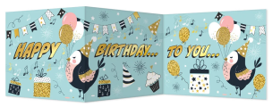 Opakowanie Karnet B6 składany Urodziny - Ptaszyna