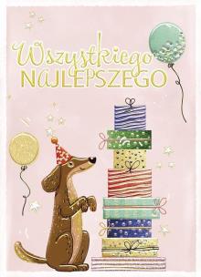 Opakowanie Karnet B6 Urodziny - Jamnik z prezentami