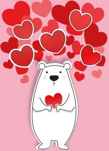 Opakowanie Karnet B6 Walentynki - Biały miś