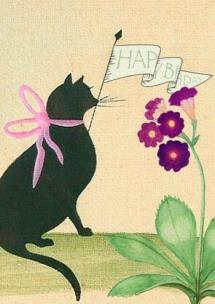 Karnet B6 z kopertą Urodziny Kot z proporczykiem. Wydawca: Madame Treacle. Multiszop.pl Opakowanie Karnet B6 z kopertą Urodziny Kot z proporczykiem