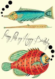 Karnet B6 z kopertą Urodziny Ryby 2. Wydawca: Madame Treacle. Multiszop.pl Opakowanie Karnet B6 z kopertą Urodziny Ryby 2