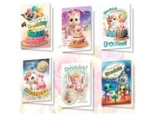 Opakowanie Karnet B6 z naklejkami holog. Urodziny MIX (10)