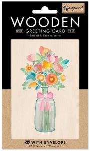 Karnet drewniany C6 + koperta Bukiet kwiatów. Wydawca: Cozywood. Multiszop.pl Opakowanie Karnet drewniany C6 + koperta Bukiet kwiatów