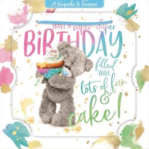 Opakowanie Karnet holograficzny 3D - Miś trzymający babeczkę