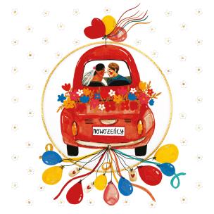 Opakowanie Karnet KW koperta z kółkiem Ślub Garbus