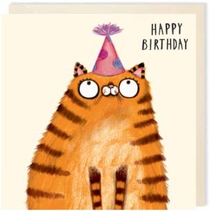 Opakowanie Karnet kwadrat 194 Urodziny Rudy kot