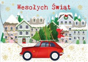 Opakowanie Karnet na kasę Boże Narodzenie Auto z choinką