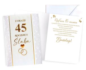 Opakowanie Karnet Rocznica ślubu 45
