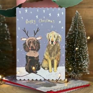 Opakowanie Karnet Święta Psy poroże