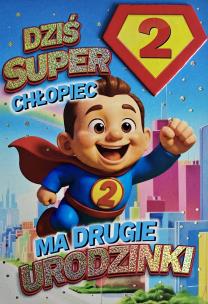 Opakowanie Karnet Urodziny 2 chłopiec - Superbohater