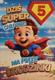 Opakowanie Karnet Urodziny 5 chłopiec - Superbohater