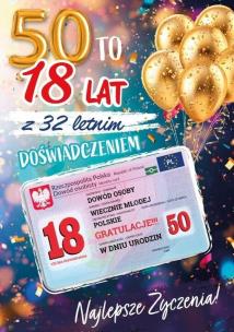 Opakowanie Karnet Urodziny 50