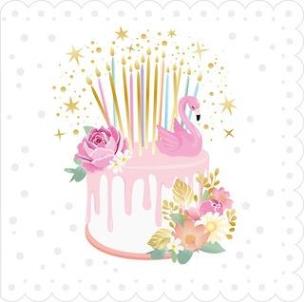Opakowanie Karnet Urodziny - Lace Flamingo Cake