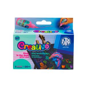 Opakowanie Klej brokatowy świecący w ciemności Astra Creativo 5x20ml