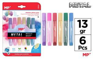 Opakowanie Klej MP brokatowy metalizowany w płynie blister 6 kolorów