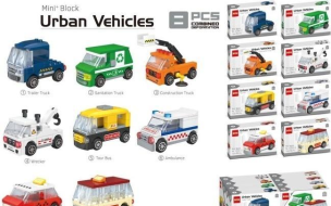Klocki auto MIX. Wydawca: Merkpol. Multiszop.pl Opakowanie Klocki auto MIX