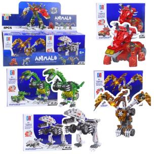 Klocki konstrukcyjne Dinozaur auto 2w1 MIX. Wydawca: Leantoys. Multiszop.pl Opakowanie Klocki konstrukcyjne Dinozaur auto 2w1 MIX