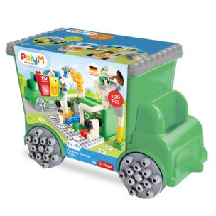 Opakowanie Klocki konstrukcyjne w aucie, Śmieciarka, 100 el., 18m+, PolyM