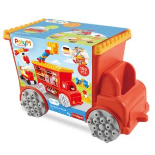 Opakowanie Klocki konstrukcyjne w aucie, Straz pożarna, 106 el., 18m+, PolyM