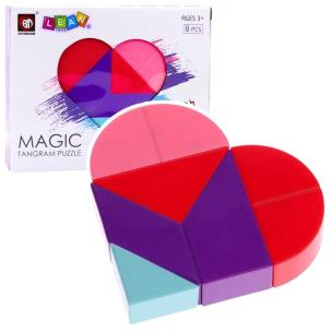 Klocki magnetyczne tangram układanka 8el. Wydawca: Leantoys. Multiszop.pl Opakowanie Klocki magnetyczne tangram układanka 8el