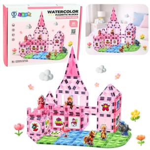 Opakowanie Klocki magnetyczne z figurkami różowe 80el.