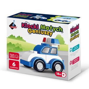 Klocki małych geniuszy Autko 6 elementów. Wydawca: Askato. Multiszop.pl Opakowanie Klocki małych geniuszy Autko 6 elementów