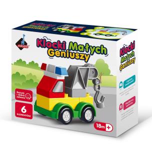 Klocki małych geniuszy Autko 6 elementów. Wydawca: Askato. Multiszop.pl Opakowanie Klocki małych geniuszy Autko 6 elementów