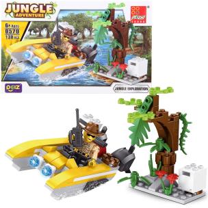 Klocki motorówka dżungla 130 elementów. Wydawca: Trifox. Multiszop.pl Opakowanie Klocki motorówka dżungla 130 elementów