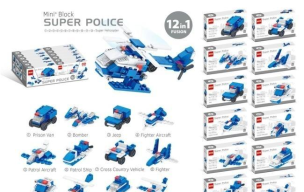 Klocki policja MIX. Wydawca: Merkpol. Multiszop.pl Opakowanie Klocki policja MIX