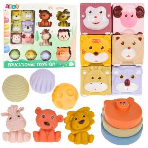 Opakowanie Klocki sensoryczne zwierzątka miękka eko guma 18el