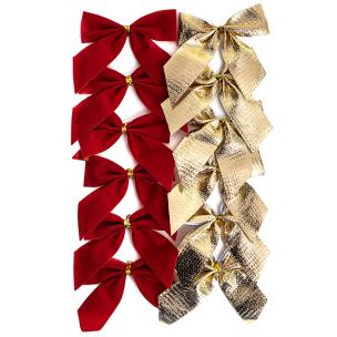 Opakowanie Kokardki dekoracyjne czerwone, złote 12szt
