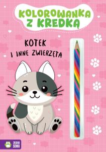 Kolorowanka z kredką. Kotek i inne zwierzęta. Autor: Opracowanie zbiorowe. Multiszop.pl Okładka książki Kolorowanka z kredką. Kotek i inne zwierzęta