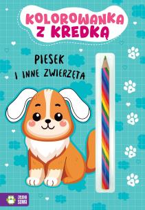 Kolorowanka z kredką. Piesek i inne zwierzęta. Autor: Opracowanie zbiorowe. Multiszop.pl Okładka książki Kolorowanka z kredką. Piesek i inne zwierzęta